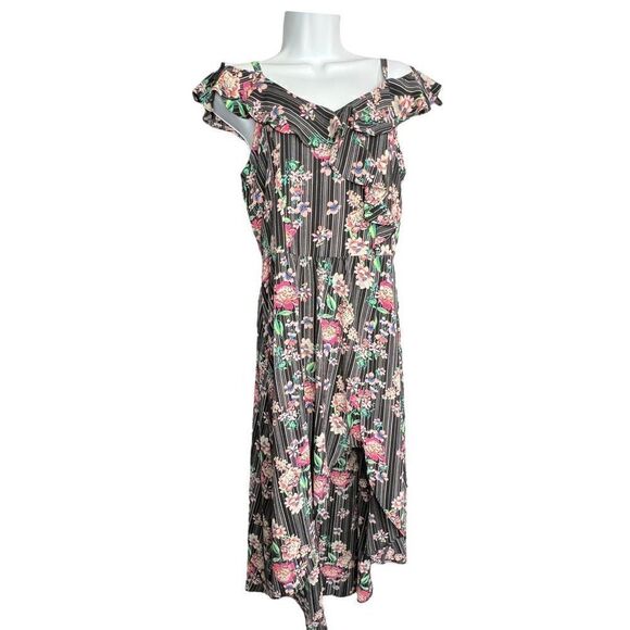 Amy Byer Floral Asymmetrical Cold Shoulder Walk-Thru Dress Big kid 16 Floral - Picture 1 of 14